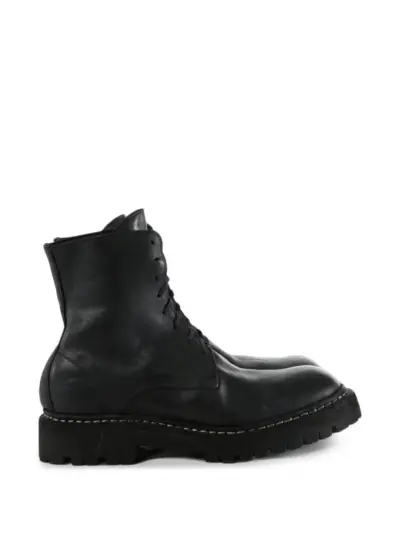 Guidi lace-up leather combat boots - Black