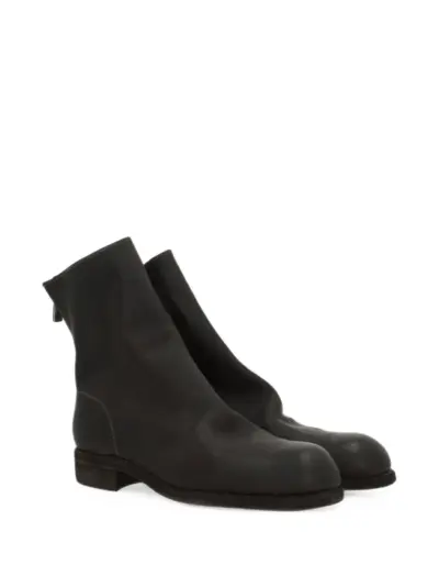 Guidi rear-zip leather ankle boots - Brown