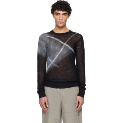 HELIOT EMIL Black Fluxus Crewneck Sweater