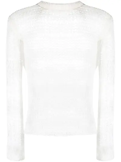 HELIOT EMIL open-knit crew-neck jumper - White