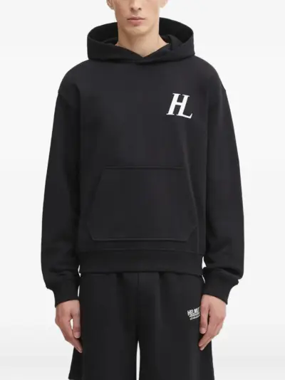 Helmut Lang logo-print cotton hoodie - Black