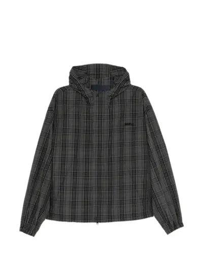 Juun.J check-pattern hooded jacket - Black