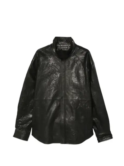 Juun.J crinkled leather jacket - Black