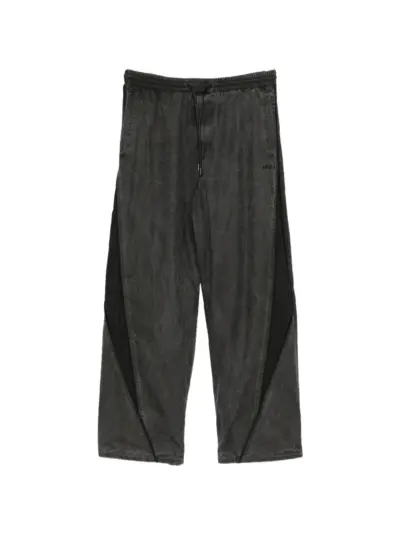 Juun.J faded-effect drawstring track pants - Black