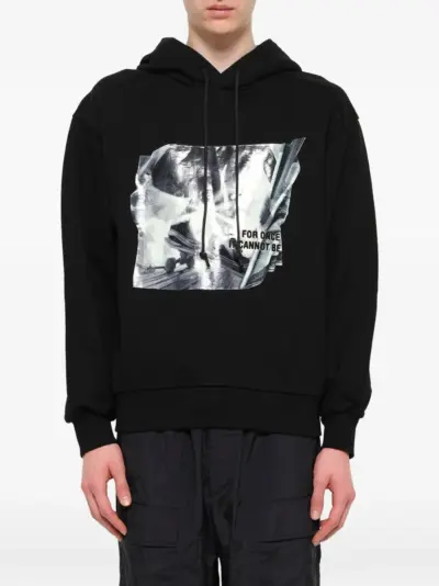 Juun.J graphic-print drawstring hoodie - Black