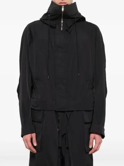 Juun.J hooded panelled coat - Black