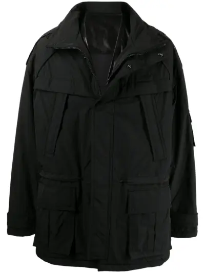 Juun.J hooded parka coat - Black