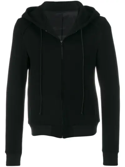Juun.J logo-embroidered zip-up hoodie - Black