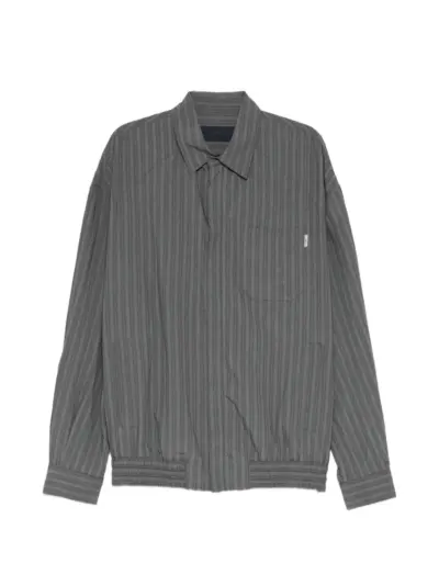 Juun.J vertical-stripe shirt jacket - Grey