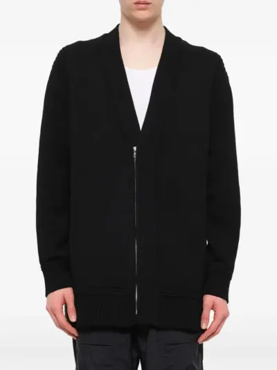 Juun.J zip-up ribbed-trim coat - Black