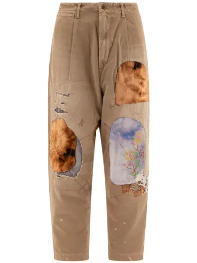 KAPITAL Katsuragi patchwork distressed tapered trousers - Neutrals