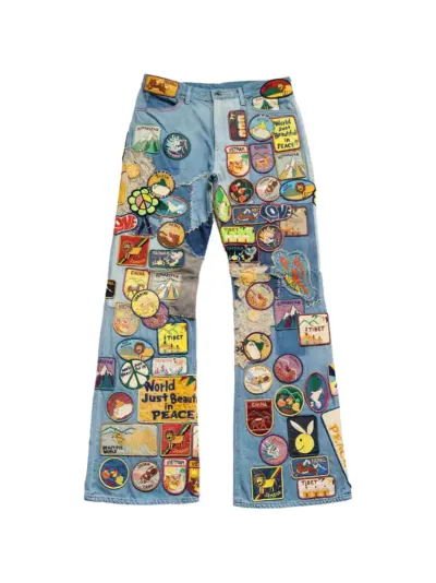 KAPITAL Rat Flare patchwork jeans - Blue
