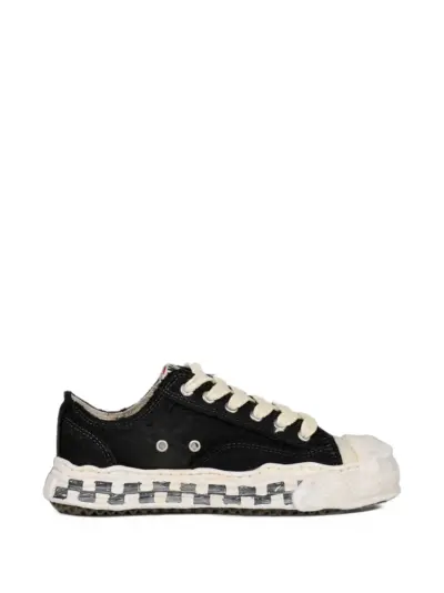 Maison MIHARA YASUHIRO "Hank" OG graffiti-check sole canvas low-top sneakers - Black
