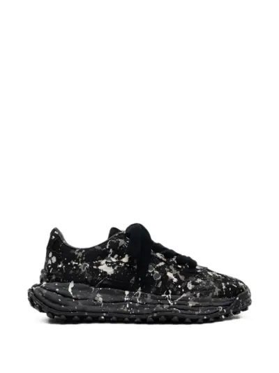 Maison MIHARA YASUHIRO "Larry"OG sole sputtering paint-canvas low-top sneakers - Black