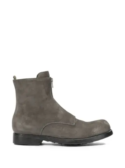 Officine Creative front-zip distressed-effect boots - Grey