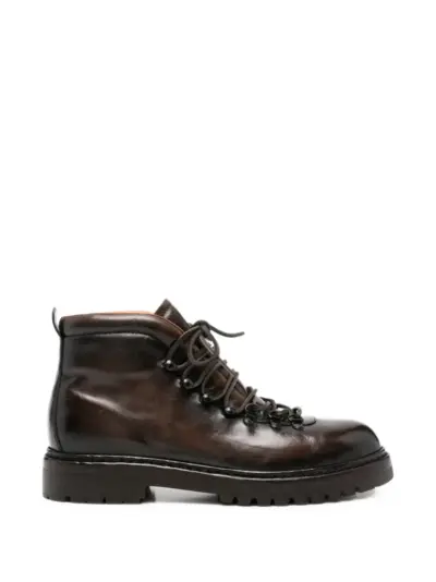 Officine Creative lace-up leather ankle boots - Brown