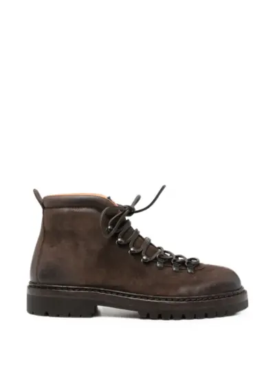 Officine Creative lace-up leather hiking boots - Brown