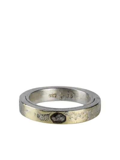 Parts of Four 18K yellow gold Sistema diamond slab ring - Silver