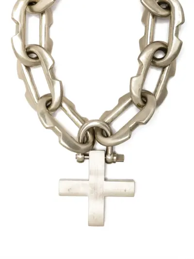 Parts of Four Massive Deco Link necklace - Silver