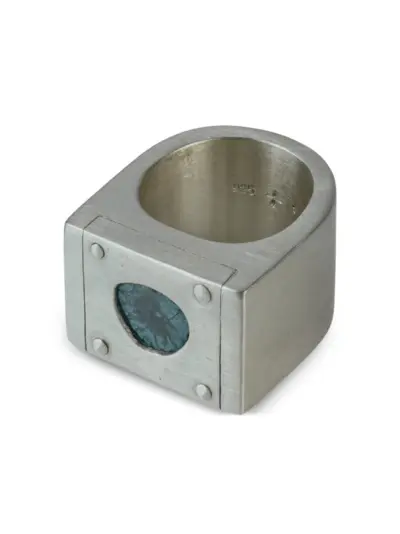 Parts of Four Plate Single blue diamond ring - Silver
