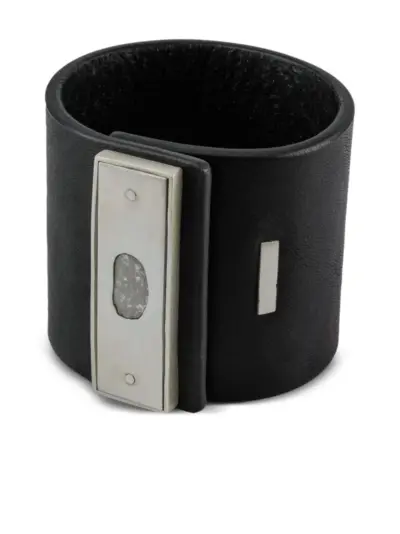 Parts of Four sterling silver and diamond leather-strap bracelet - Black