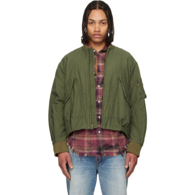 R13 Khaki Bubble Bomber Jacket