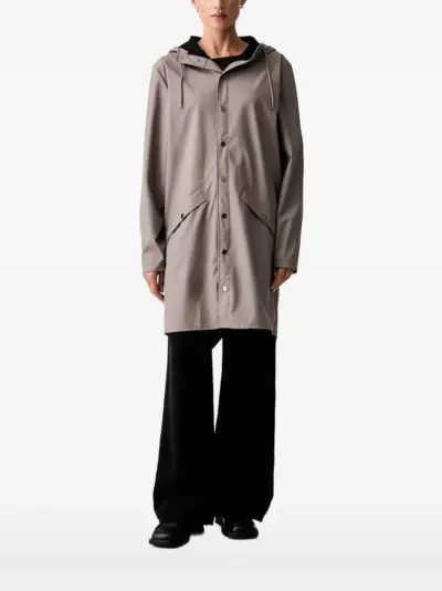 Rains hooded press-stud coat - Grey