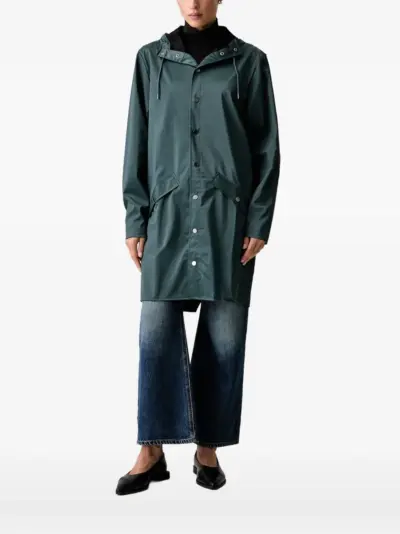 Rains hooded press-stud parka - Green
