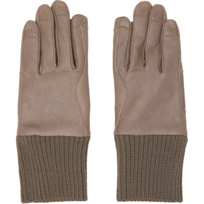Rick Owens Taupe Tower Rib Cuff Gloves