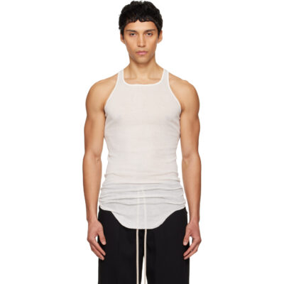 Rick Owens White Temple Basic Rib Tank Top