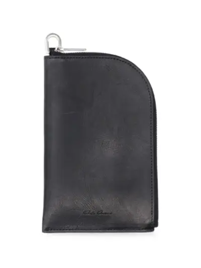Rick Owens logo-embossed leather wallet - Black