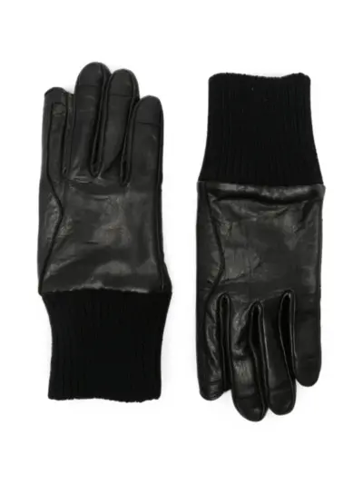 Rick Owens ribbed-cuff leather gloves - Black