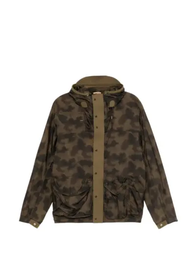 Ten C camouflage-print hooded jacket - Brown