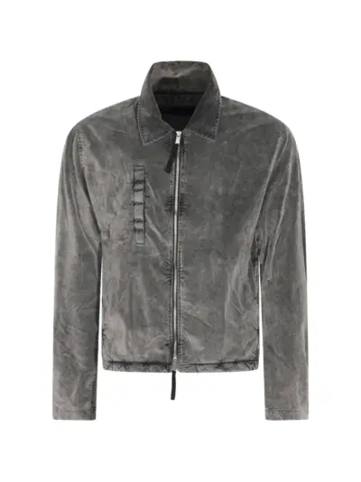 Thom Krom faded-effect zip-up denim jacket - Grey