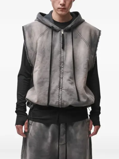 Thom Krom stone-wash hooded vest - Grey