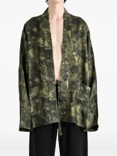 Uma Wang Khloe floral-print tie-fastening jacket - Green
