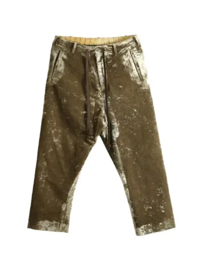 Uma Wang Perch velvet drawstring trousers - Brown
