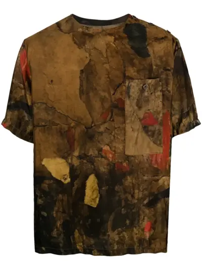 Uma Wang abstract-print T-shirt - Brown