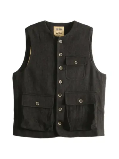 Uma Wang button-up pocket-detail gilet - Grey