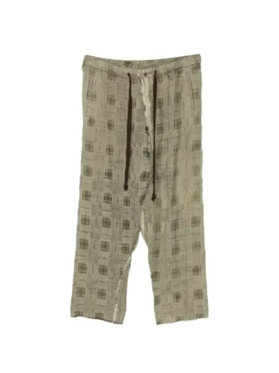 Uma Wang check-pattern drawstring trousers - Green