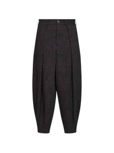 Uma Wang chevron-pattern pleated trousers - Brown