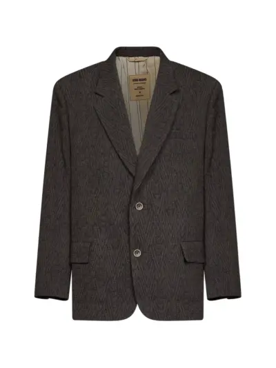 Uma Wang chevron-pattern single-breasted blazer - Brown
