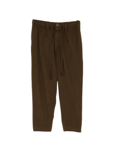 Uma Wang drawstring-waistband textured-finish trousers - Green