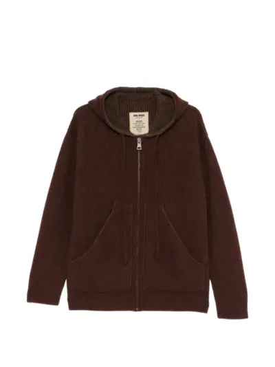 Uma Wang ribbed-knit drawstring hoodie - Brown