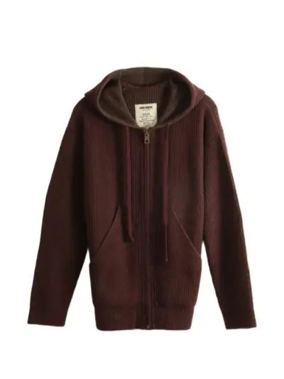 Uma Wang ribbed-knit zip-up hoodie - Brown
