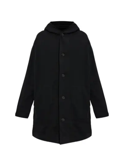 Yohji Yamamoto button-up hooded cardigan - Black