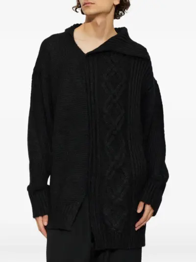 Yohji Yamamoto cable-knit asymmetric sweater - Black