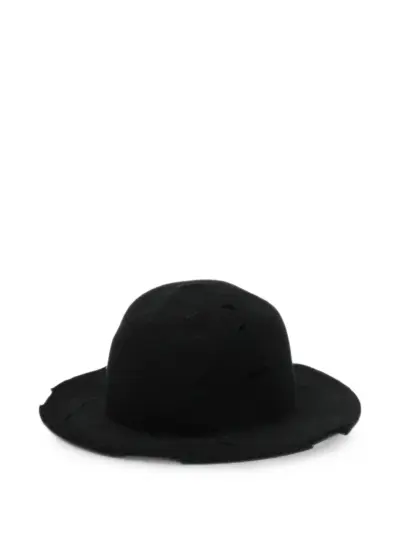 Yohji Yamamoto distressed-effect felt hat - Black