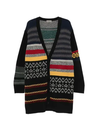 Yohji Yamamoto intarsia-knit patchwork cardigan - Black