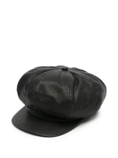 Yohji Yamamoto leather baker boy hat - Black
